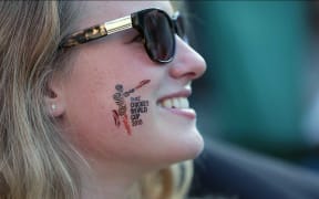 Cricket fan in Auckland fanzone.