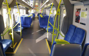 A train in Wellington on the morning of 26 March, on the first day of the nationwide Covid-19 lockdown.