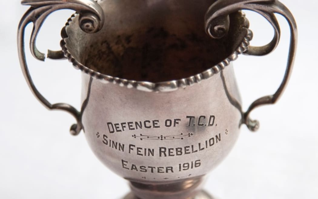 The cup presented to Corporal Alexander Don for his part in defending Trinity College, Dublin in 1916.