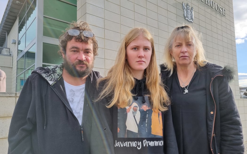 Javarney Drummond's parents and sister: Stephen, Zarlea and Robyn Drummond outside the Timaru High Court.
