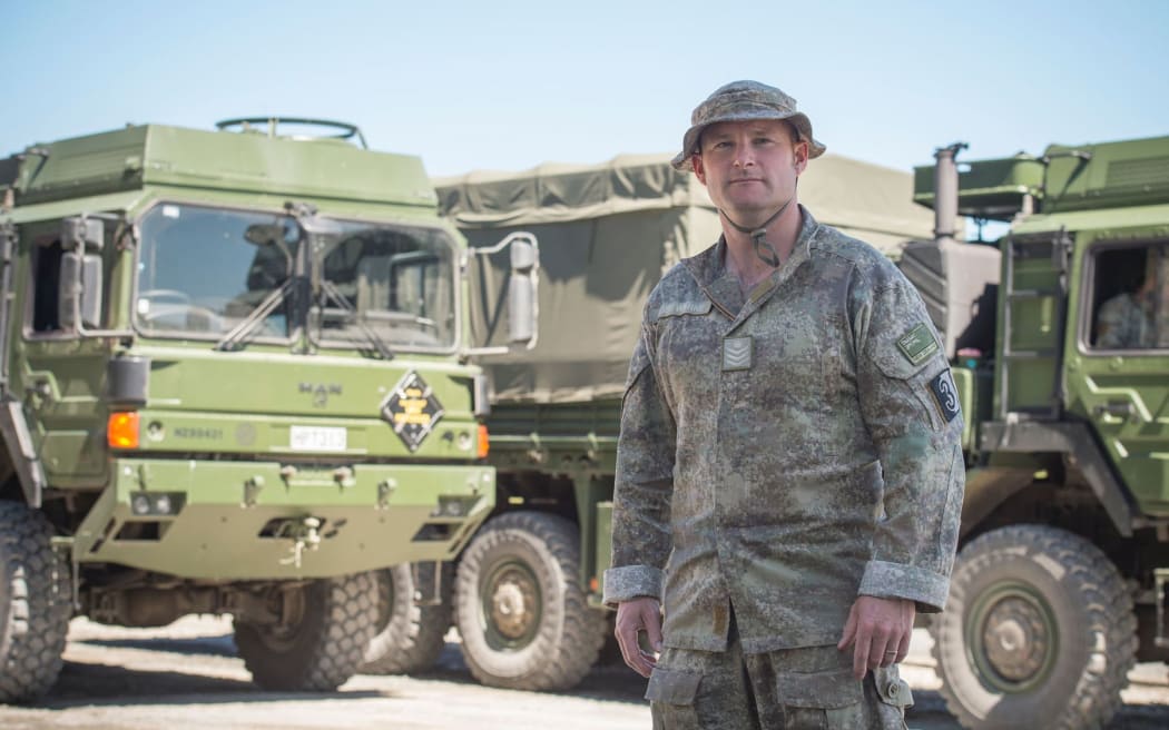Staff Sergeant Dan Rosewarne drove one of the 27 New Zealand Defence Force trucks in the first aid convoy that reached Kaikoura last Friday.