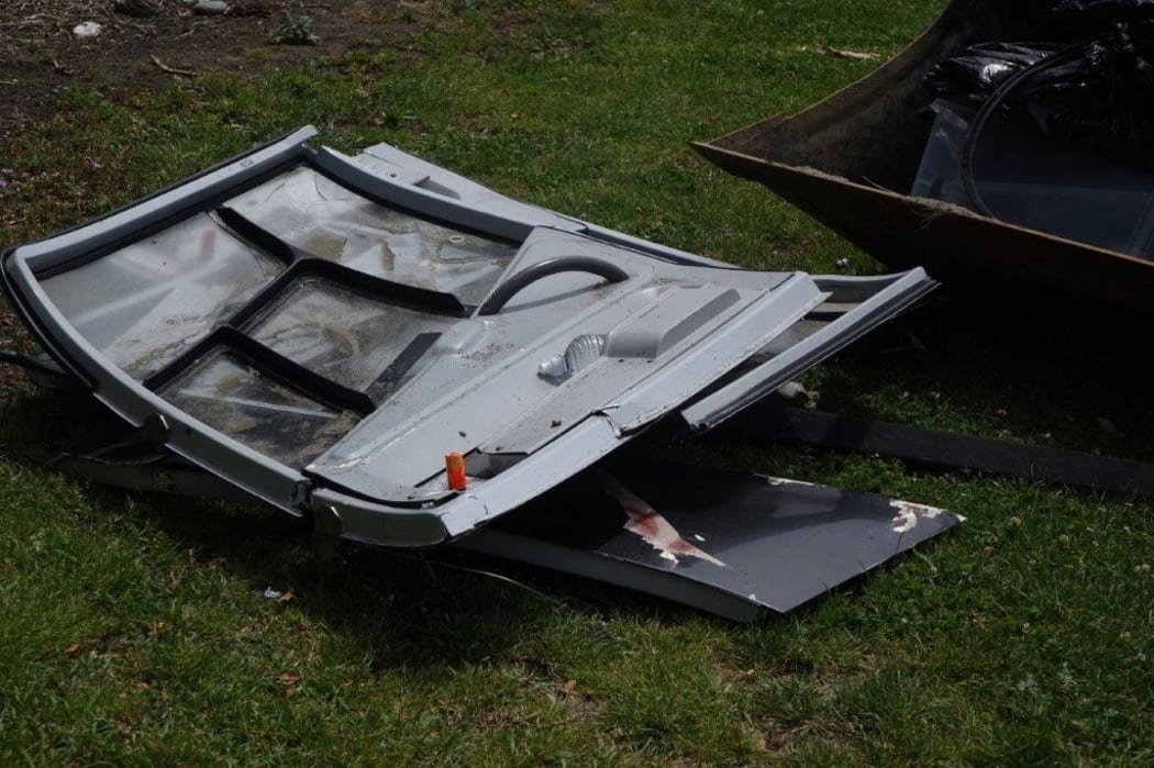Wreckage from the helicopter crash site in Kekerengu.