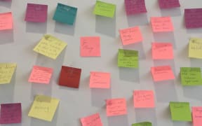 Marlborough Express readers' suggestions on the wall at the paper's premises.