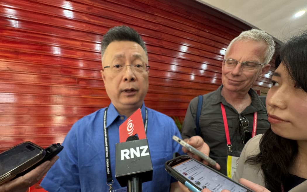 China's Ambassador to the Pacific, Qian Bo, takes questions from the media in Tonga.