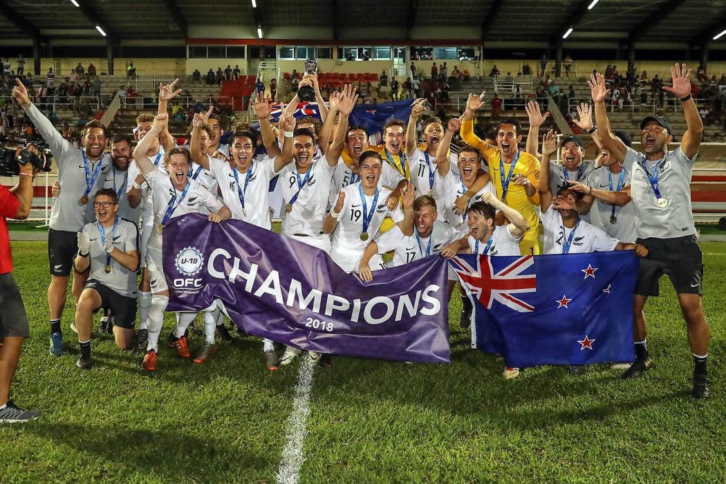 New Zealand celebrate winning the OFC U19 Championship.