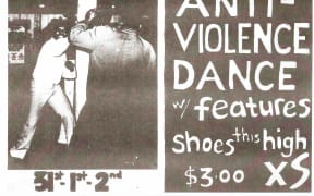 Poster art for an Anti-Violence gig at Auckland venue XS