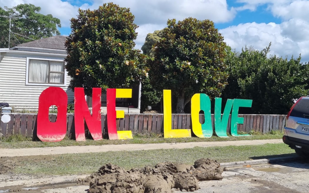A sign displayed in Wairoa after Cyclone Gabrielle battered the town.