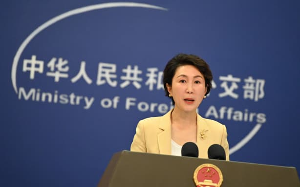 18 November 2025, China, Peking: Mao Ning, spokesperson for the Chinese Foreign Ministry, speaks to journalists. Following statements by Vice-Chancellor Klingbeil (SPD) about Germany's concerns regarding a military escalation between China and Taiwan, Mao emphasized that the Taiwan issue is an internal Chinese matter. Photo: Johannes Neudecker/dpa (Photo by Johannes Neudecker / dpa Picture-Alliance via AFP)