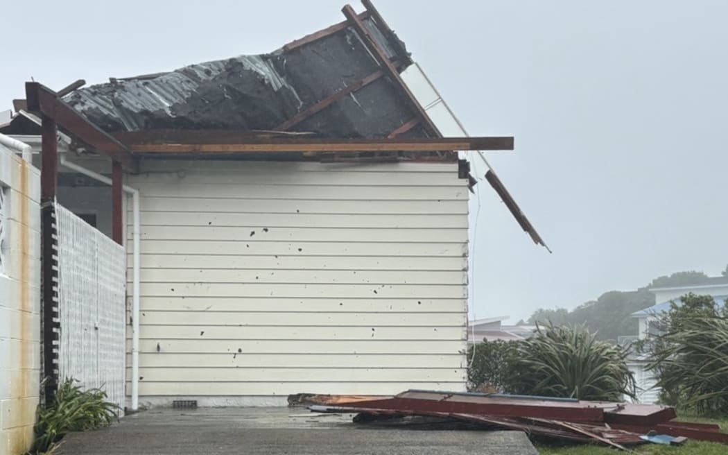 A roof blown off in Wellington.