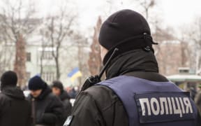 Ukrainian police in armor.