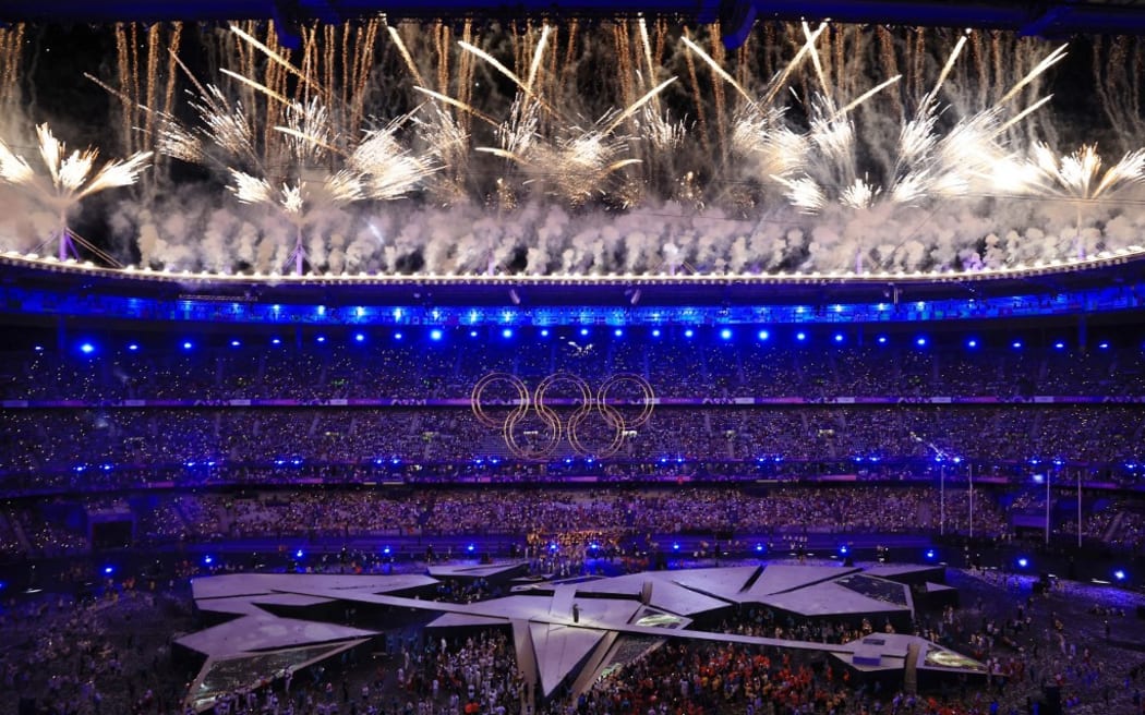 The closing ceremony of the Paris Olympics is held at the Stade de France in Saint-Denis, France on August 11, 2024.  ( The Yomiuri Shimbun ) (Photo by Takuya Matsumoto / Yomiuri / The Yomiuri Shimbun via AFP)