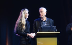 Environmental activist Suzy Amis Cameron
with her husband, hollywood director James Cameron, at the Just Transition event.