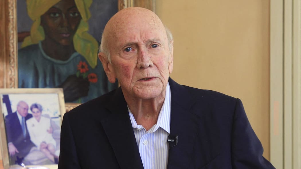 A video grab released by the FW de Klerk Foundation shows former South African President FW de Klerk tendering an apology relating to apartheid.