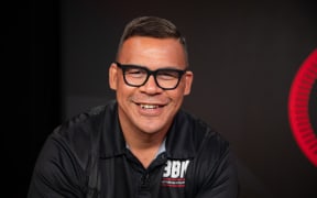 Dave Letele in studio with Guyon Espiner.