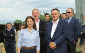Finance Minister Nicola Willis and Science, Innovation and Technology Minister Dr Shane Reti at a North Canterbury farm on Tuesday November 11.