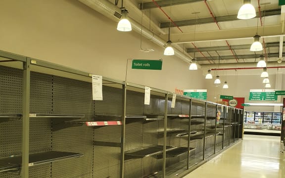 Empty shelves at Countdown in Papakura, Auckland
