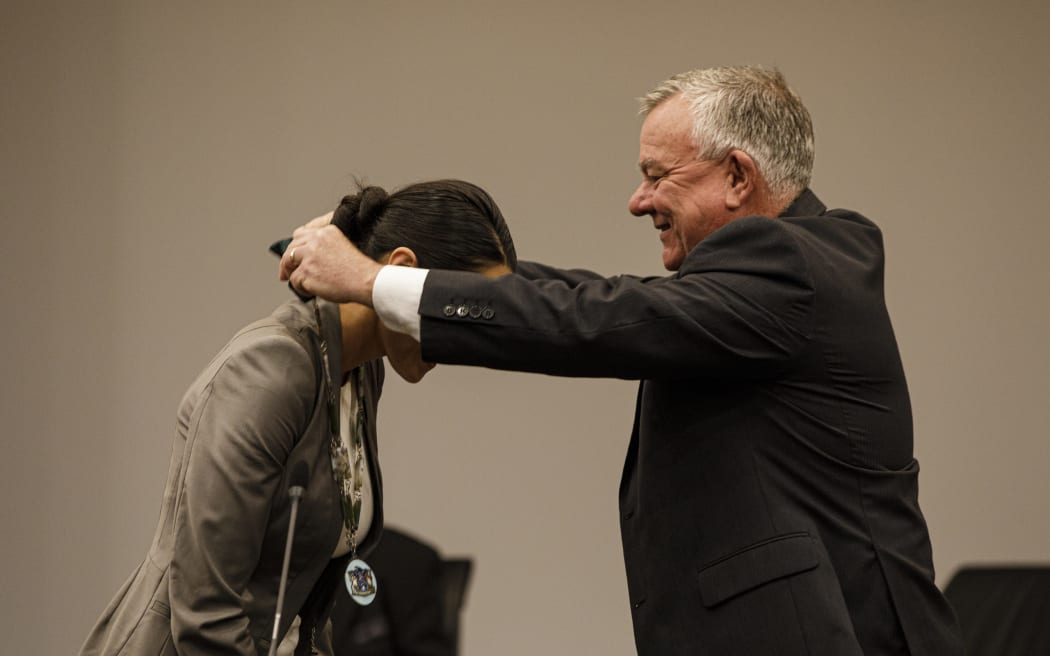 Rotorua mayor Tania Tapsell, left, with Rotorua Lakes Council chief executive Geoff Williams.