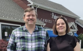 Josh Hutchinson and Sarah Jack, descendants of  witch hunt victims