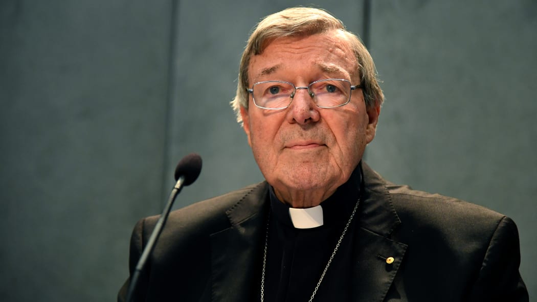Australian Cardinal George Pell makes a statement at the Holy See Press Office in Vatican City.