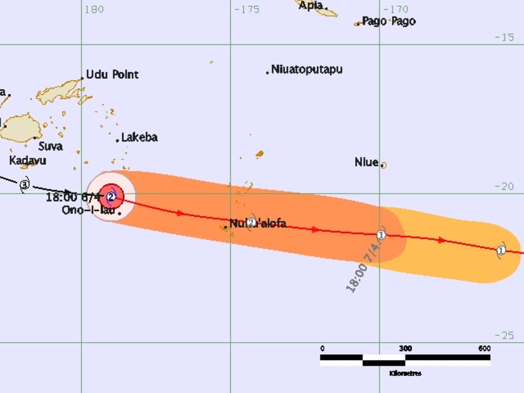 Tropical Cyclone Zena threat track map