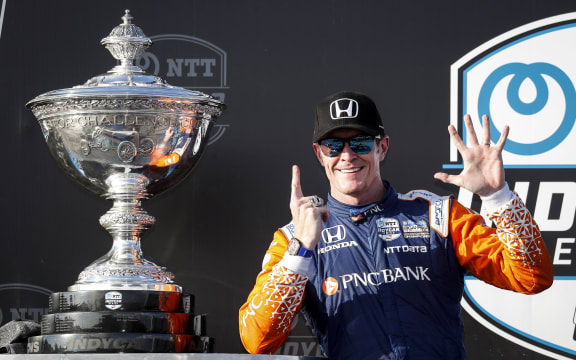 2020 Champion #9 Scott Dixon, Chip Ganassi Racing Honda with the Astor Cup