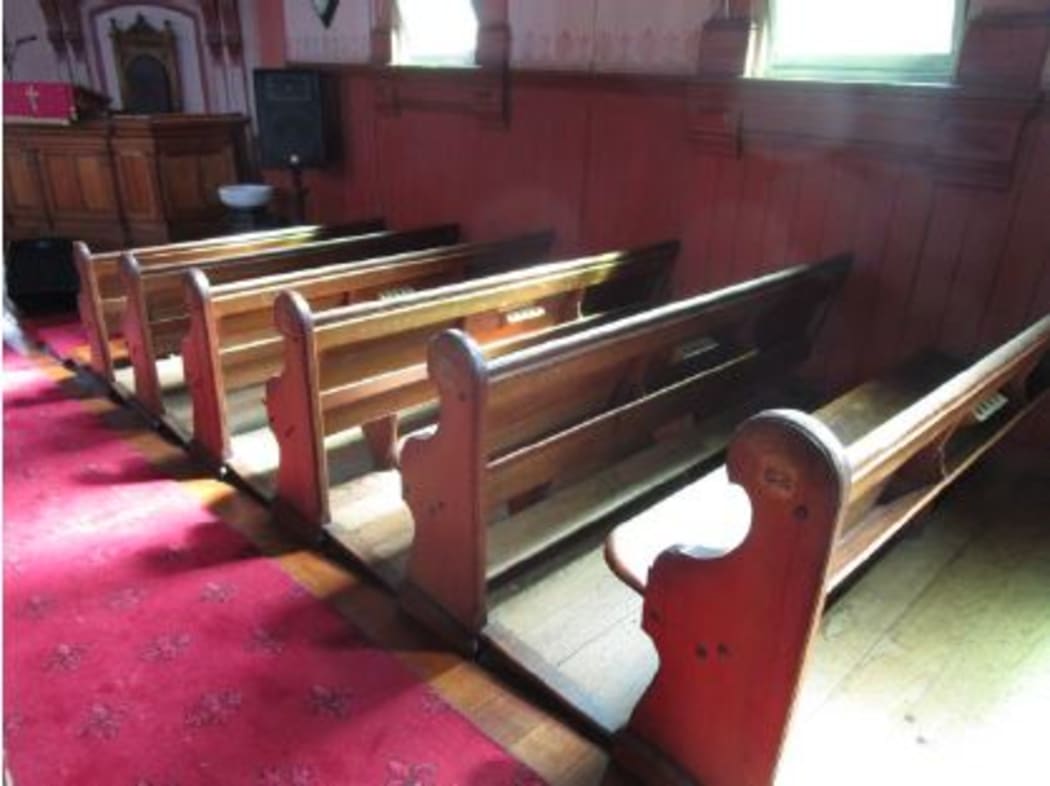Some of the remaining pews at the Mt Eden Presbyterian Church.