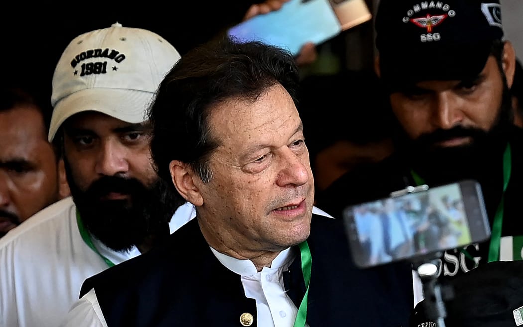 Pakistan's former Prime Minister Imran Khan (C) leaves after appearing in the Supreme Court in Islamabad on July 26, 2023.
Aamir QURESHI / AFP