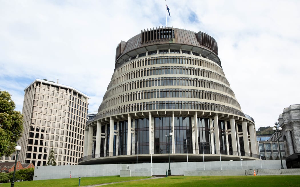 The Beehive in Wellington during the Covid-19 alert level four lockdown.