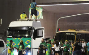 Truck drivers start arriving in Brasilia city, Brazil, on 6 September, to protest in support of Jair Bolsonsaro's attack on the country's Supreme Court.