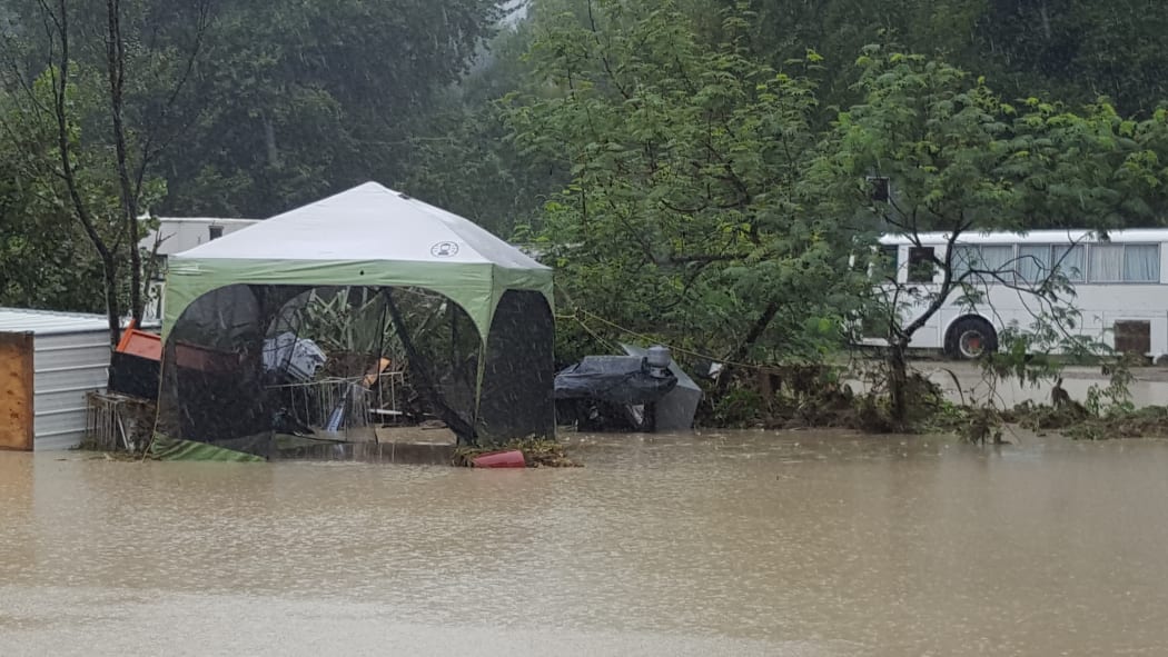 Eskdale Holiday Park campground was flooded after the river breached its banks.