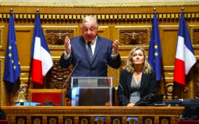French Senate President Gérard Larcher and National Assembly President Yaël Braun-Pivet.