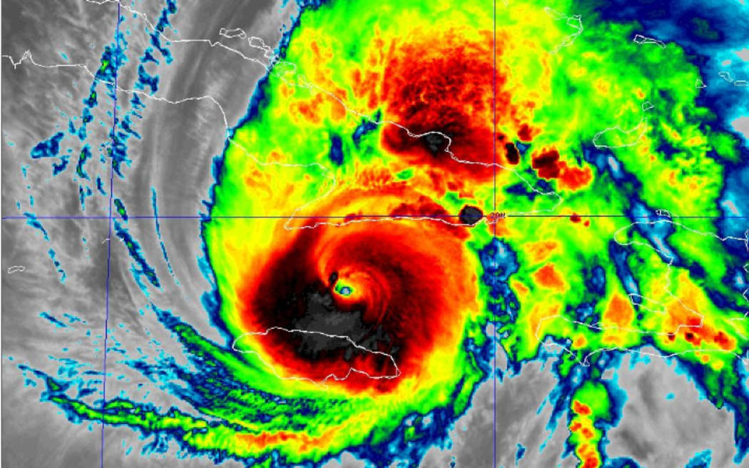 Infrared satellite imaging of Hurricane Melissa from 29 October 2025 after the eye had passed over Jamaica.