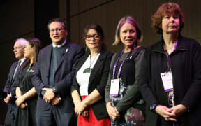 Shane Reti, third from left, and Anne Daniels, far right.