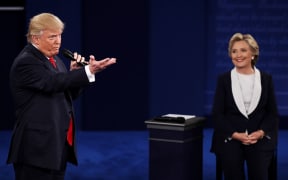 Donald Trump and Hillary Clinton take part in the second presidential debate.