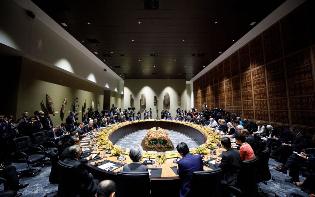 Ministers attend a Pacific Islands Countries Informal Dialogue with leaders at the APEC summit in Port Moresby on November 17, 2018.