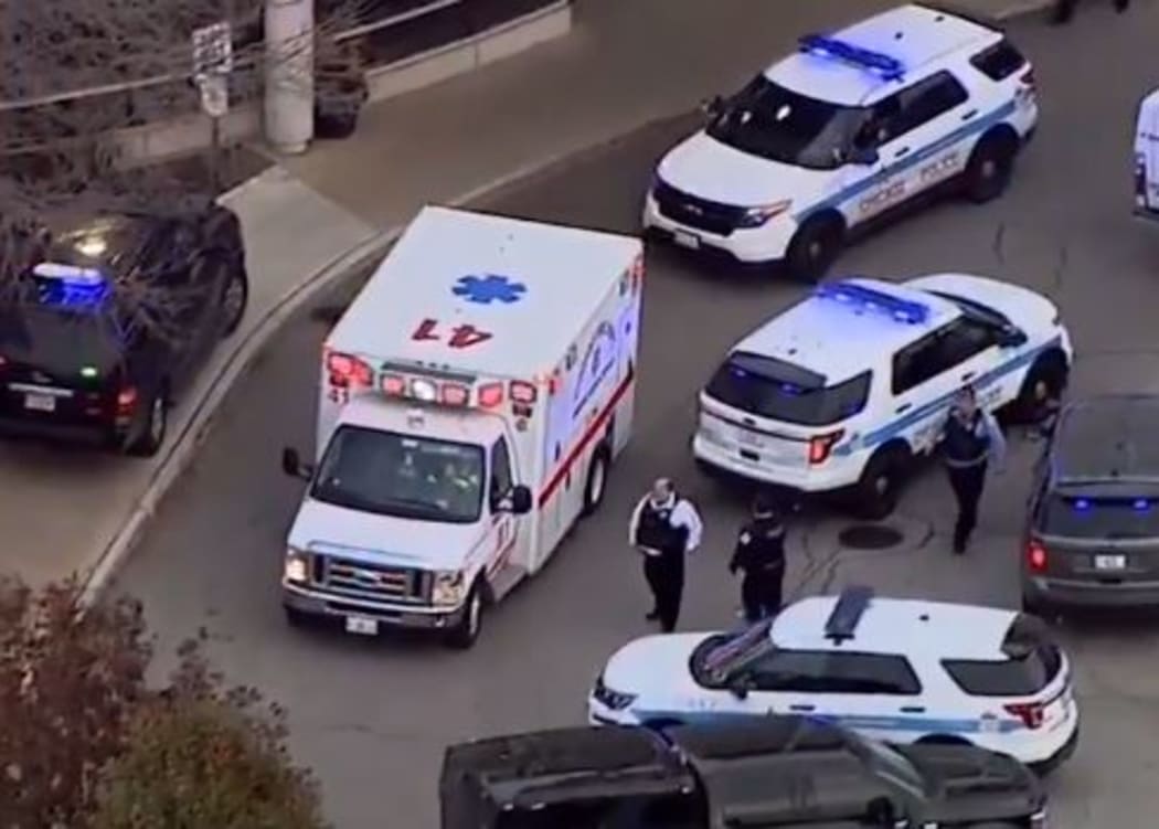 The scene outside Mercy Hospital.