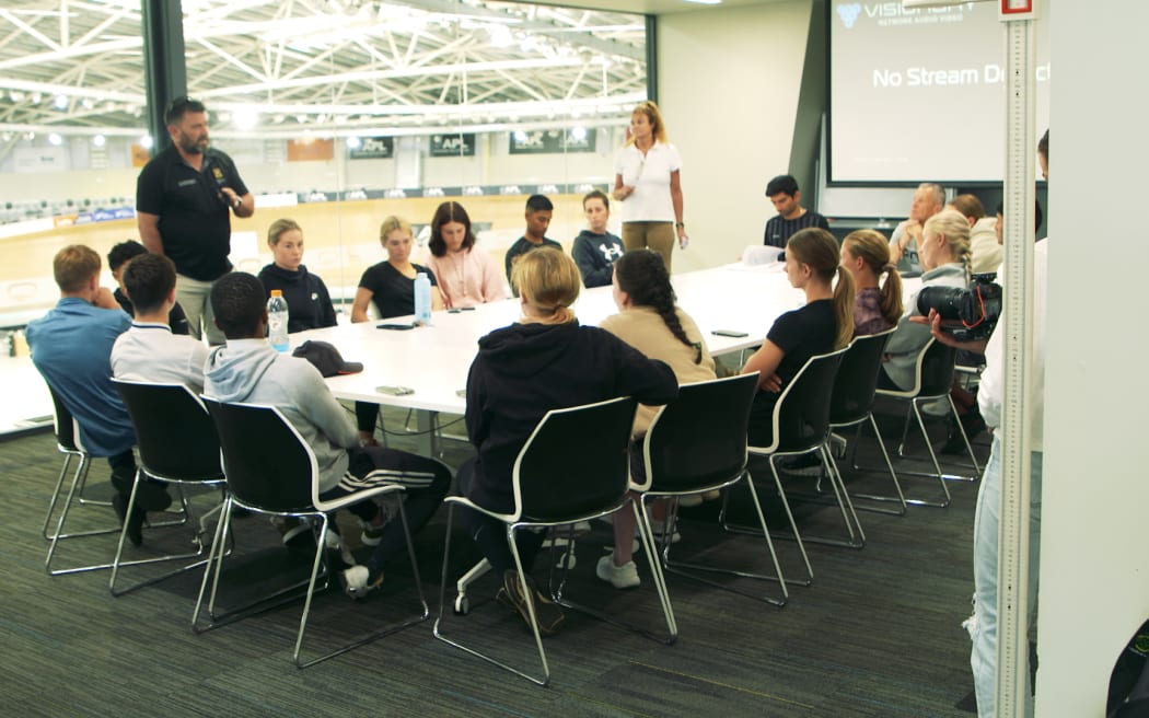 Apprentice jockeys at an athlete development day at the High Performance Sport New Zealand's national training centre in Cambridge.