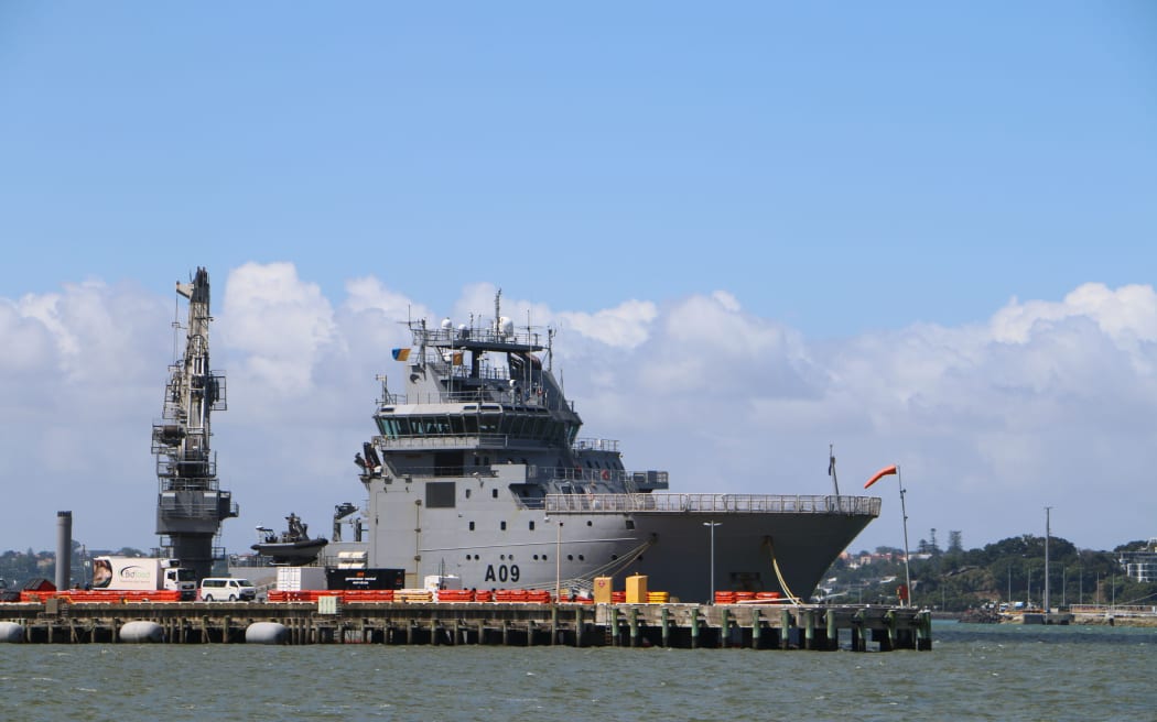 The HMNZS Manawanui leaving from Devonport Naval Base to provide supplies to the East Coast after Cyclone Gabrielle caused widespread flooding isolating some communities there.