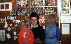 Peter Ellis with two children at the Christchurch Civic Creche