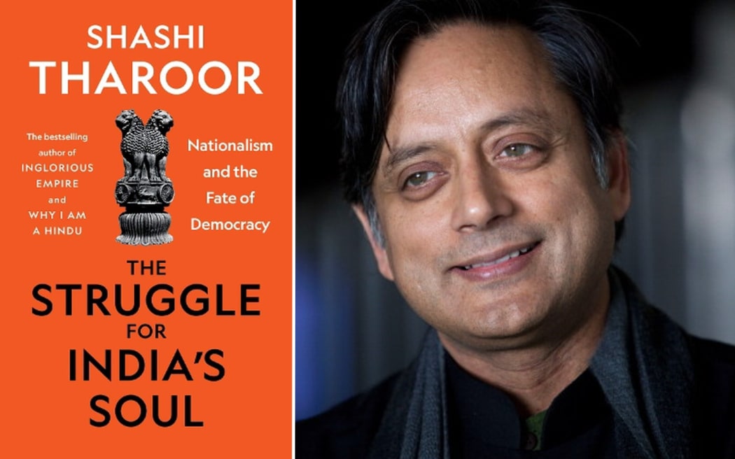 Shashi Tharoor and the cover of his book 'The Struggle for India's Soul'