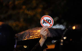 Opponents of the Alternative for Germany (AfD) party protest in Berlin .