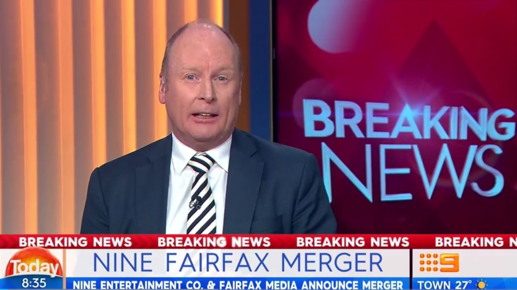 Australian TV channel Nine breaks the news that it's taking over publisher Fairfax Media.
