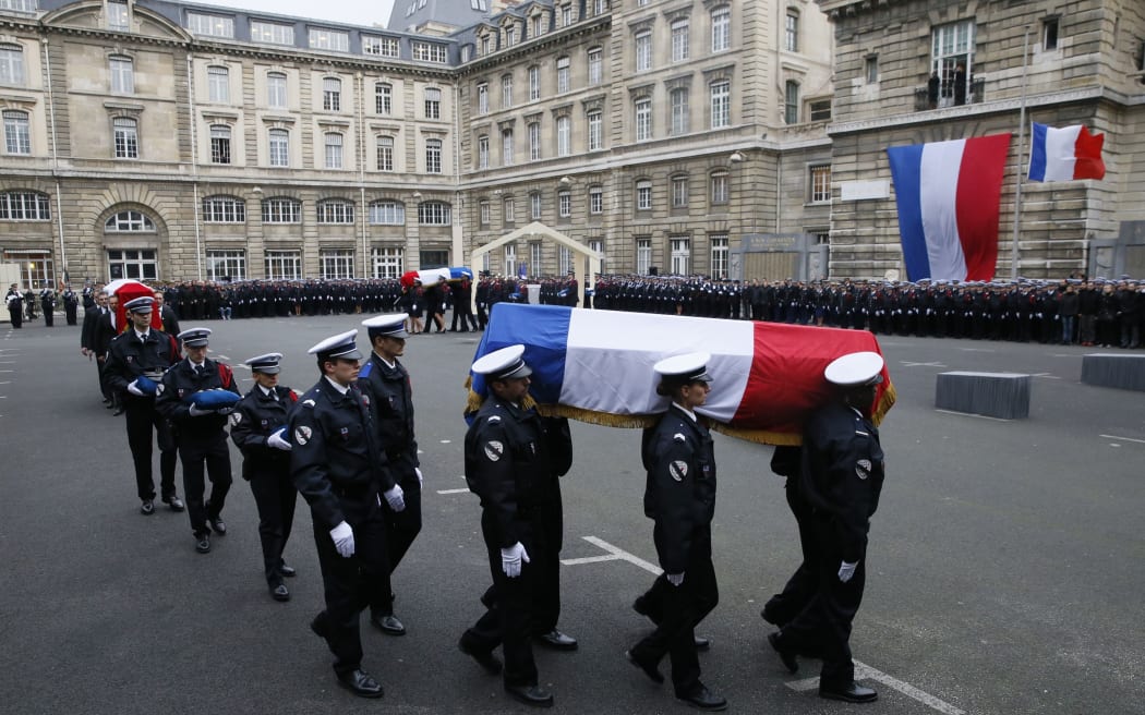 The officers killed during the terror attacks were posthumously bestowed France's top honour, the Legion d'Honneur.