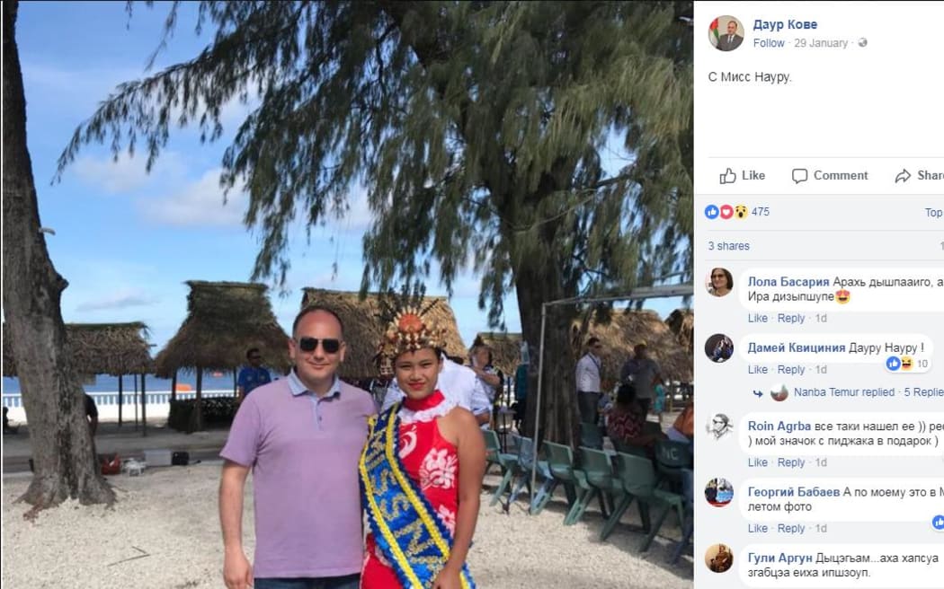 Abkhazian foreign minister Daur Kove posting on Facebook from Nauru
