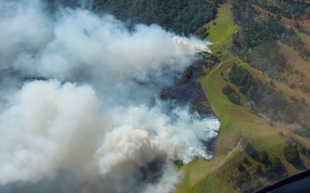 The Whangārei fire as seen from the air on Thursday afternoon.