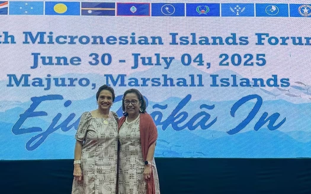 Guam Governor Lou Leon Guerrero with Marshall Islands President Hilda Heine.