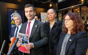 ACT leader David Seymour, second left, with (from left) MPs Chris Baillie, Karen Chhour, Nicole McKee and Toni Severin.