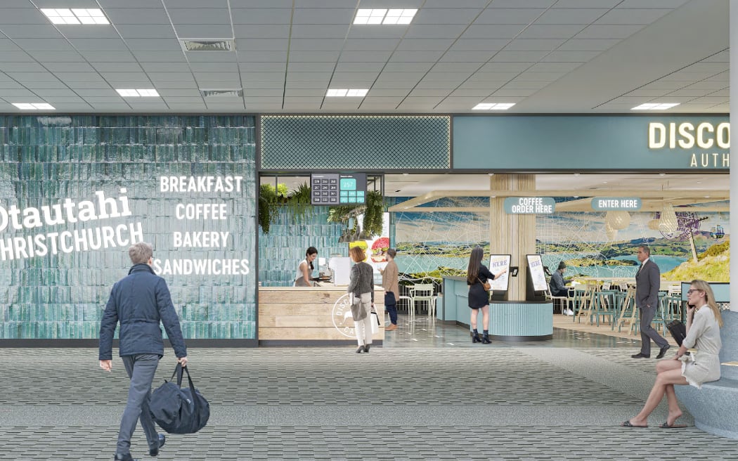 An illustration of an eatery to be part of the Christchurch Airport terminal upgrade.