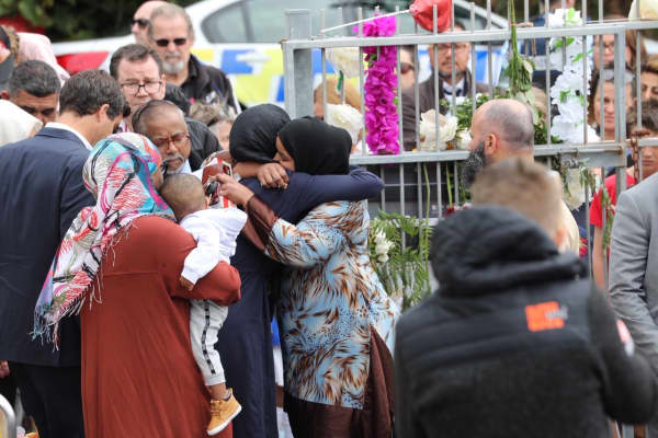 Prime Minister Jacinda Ardern at the Kilbirnie Mosque.