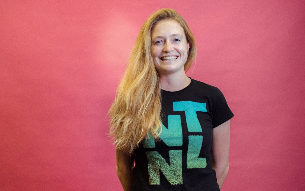 RNZ First Up producer Ellie Jay in her favourite band t-shirt - The National